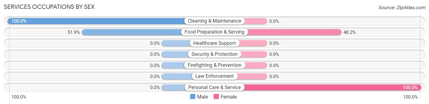 Services Occupations by Sex in Fallsburg