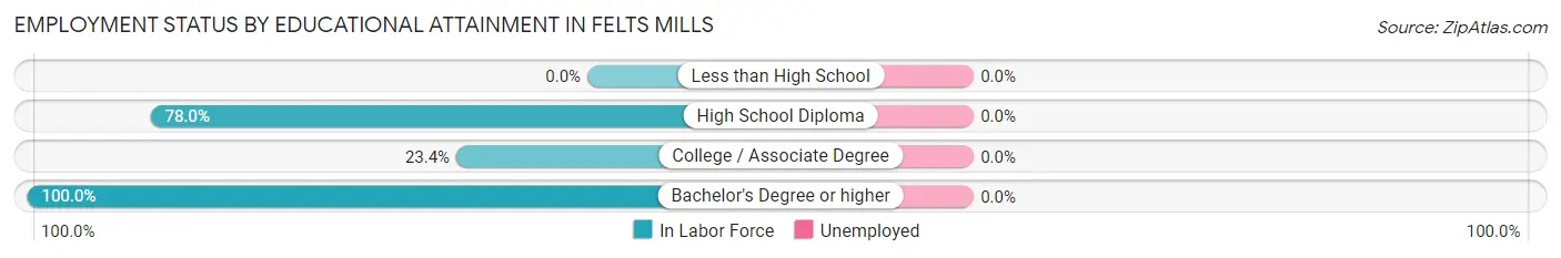 Employment Status by Educational Attainment in Felts Mills