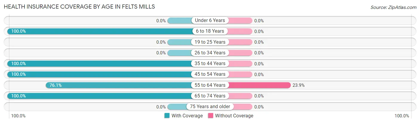 Health Insurance Coverage by Age in Felts Mills