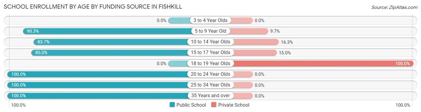 School Enrollment by Age by Funding Source in Fishkill
