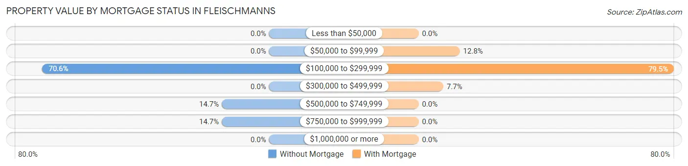 Property Value by Mortgage Status in Fleischmanns