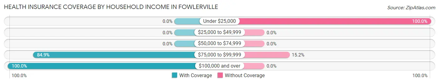Health Insurance Coverage by Household Income in Fowlerville