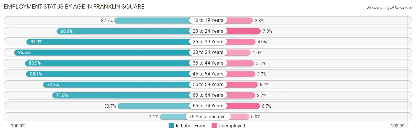 Employment Status by Age in Franklin Square