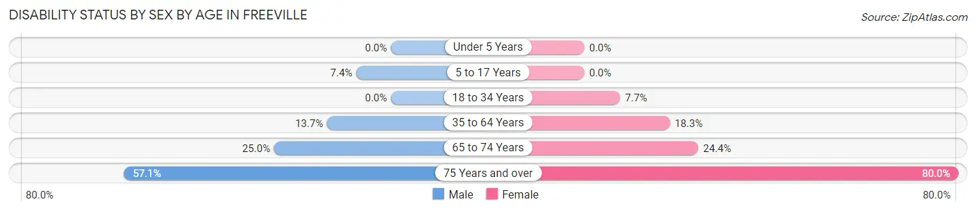 Disability Status by Sex by Age in Freeville
