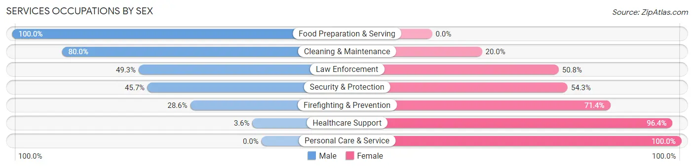 Services Occupations by Sex in Gordon Heights