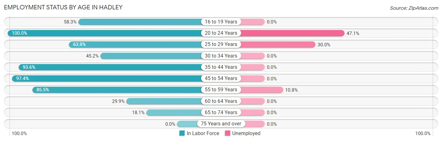 Employment Status by Age in Hadley