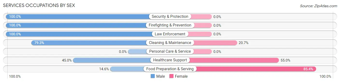 Services Occupations by Sex in Hadley