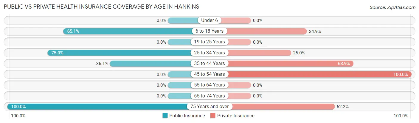 Public vs Private Health Insurance Coverage by Age in Hankins