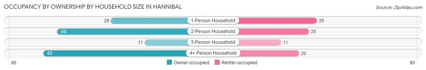 Occupancy by Ownership by Household Size in Hannibal