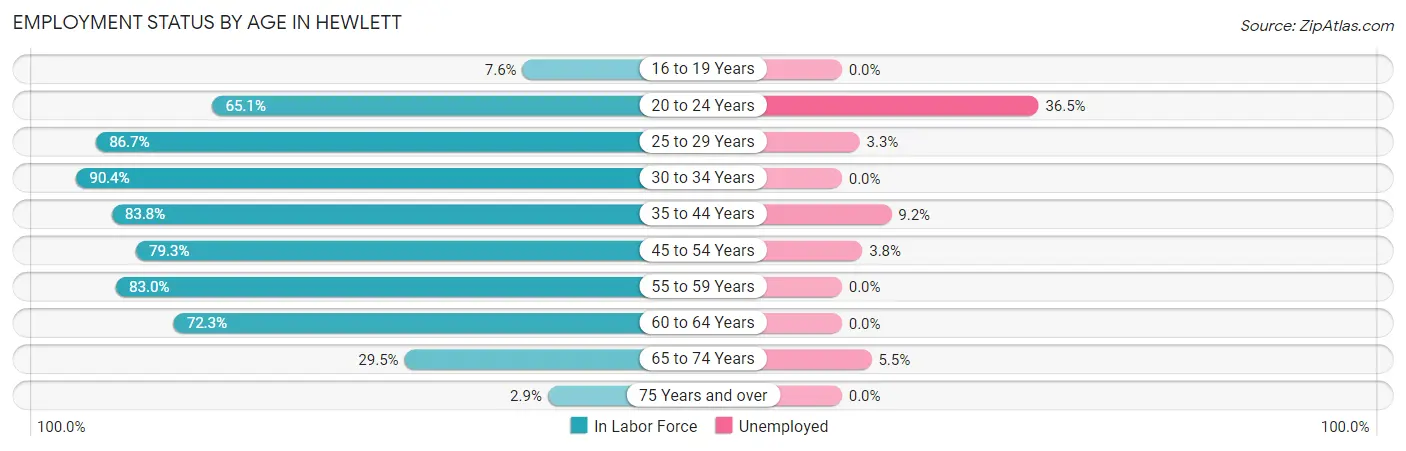 Employment Status by Age in Hewlett