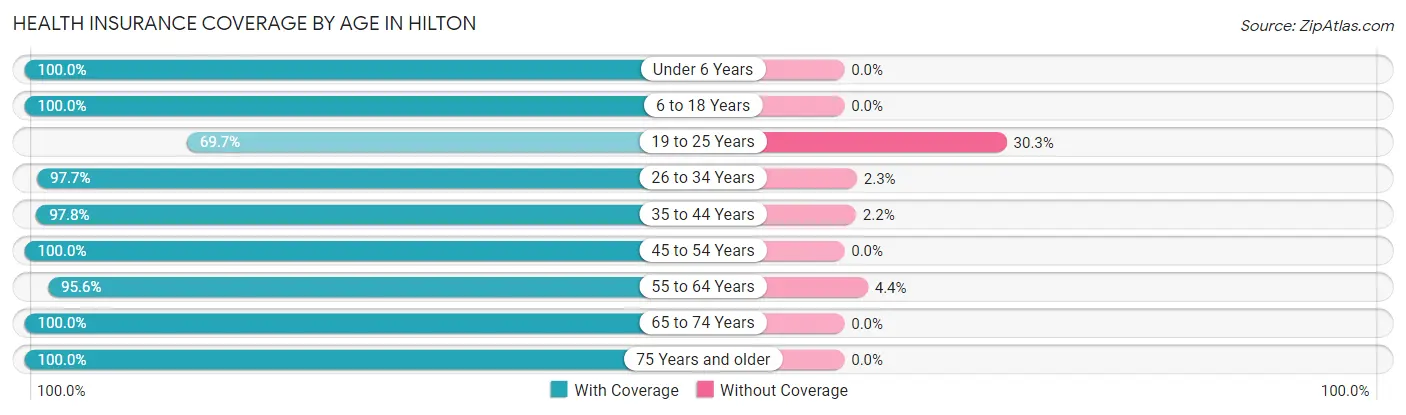 Health Insurance Coverage by Age in Hilton