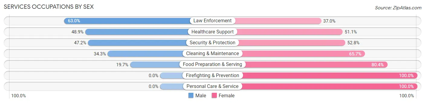 Services Occupations by Sex in Hilton