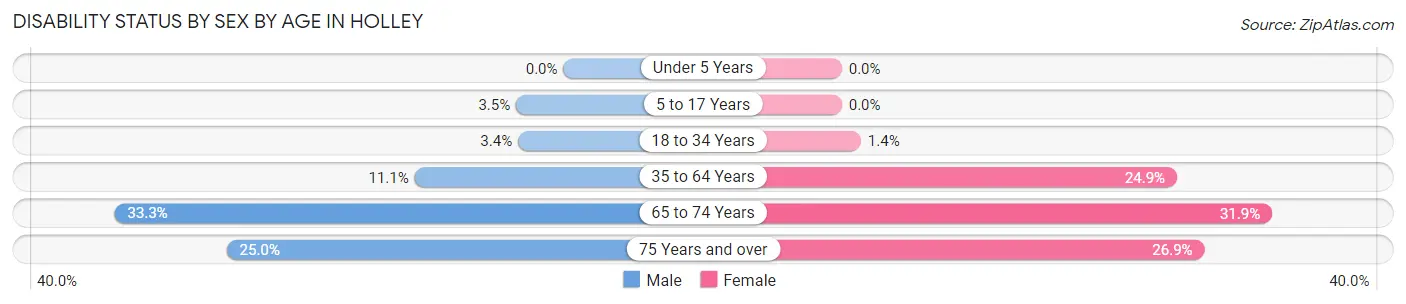 Disability Status by Sex by Age in Holley