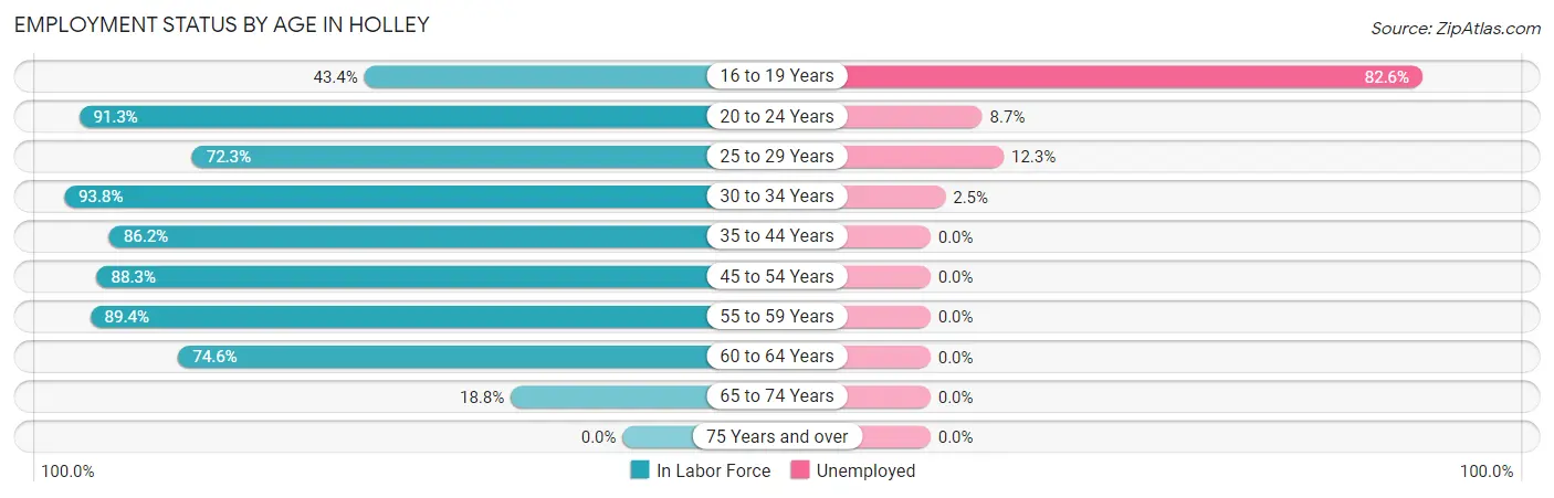 Employment Status by Age in Holley