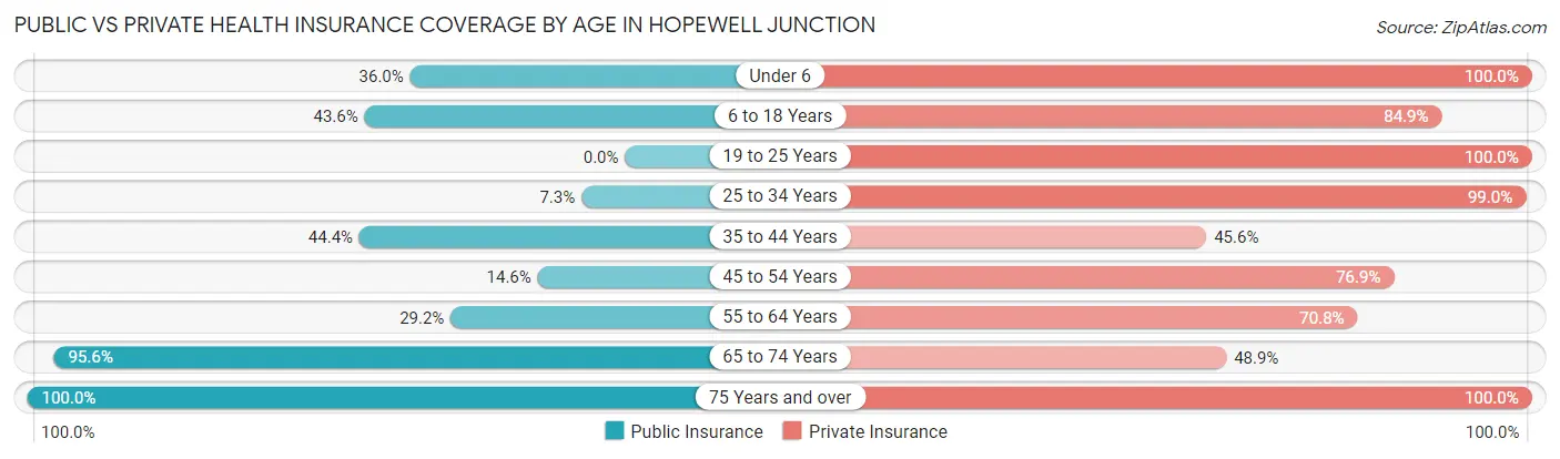 Public vs Private Health Insurance Coverage by Age in Hopewell Junction