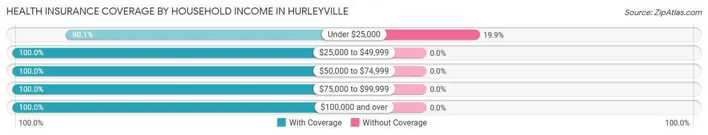 Health Insurance Coverage by Household Income in Hurleyville