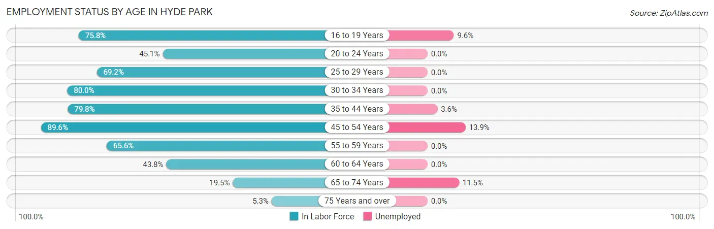 Employment Status by Age in Hyde Park