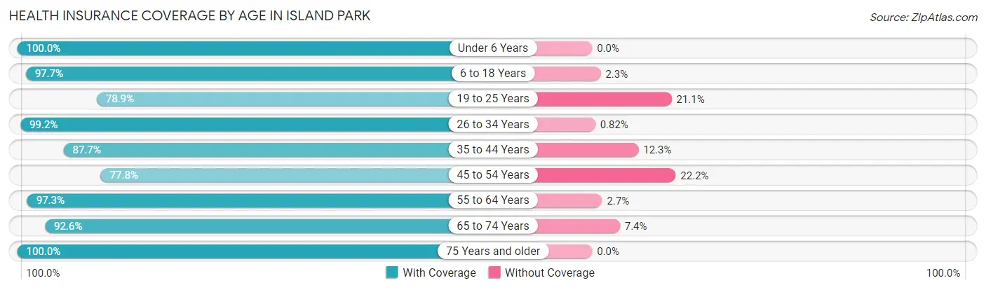 Health Insurance Coverage by Age in Island Park