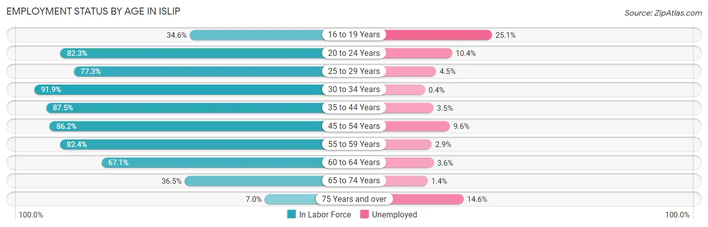 Employment Status by Age in Islip