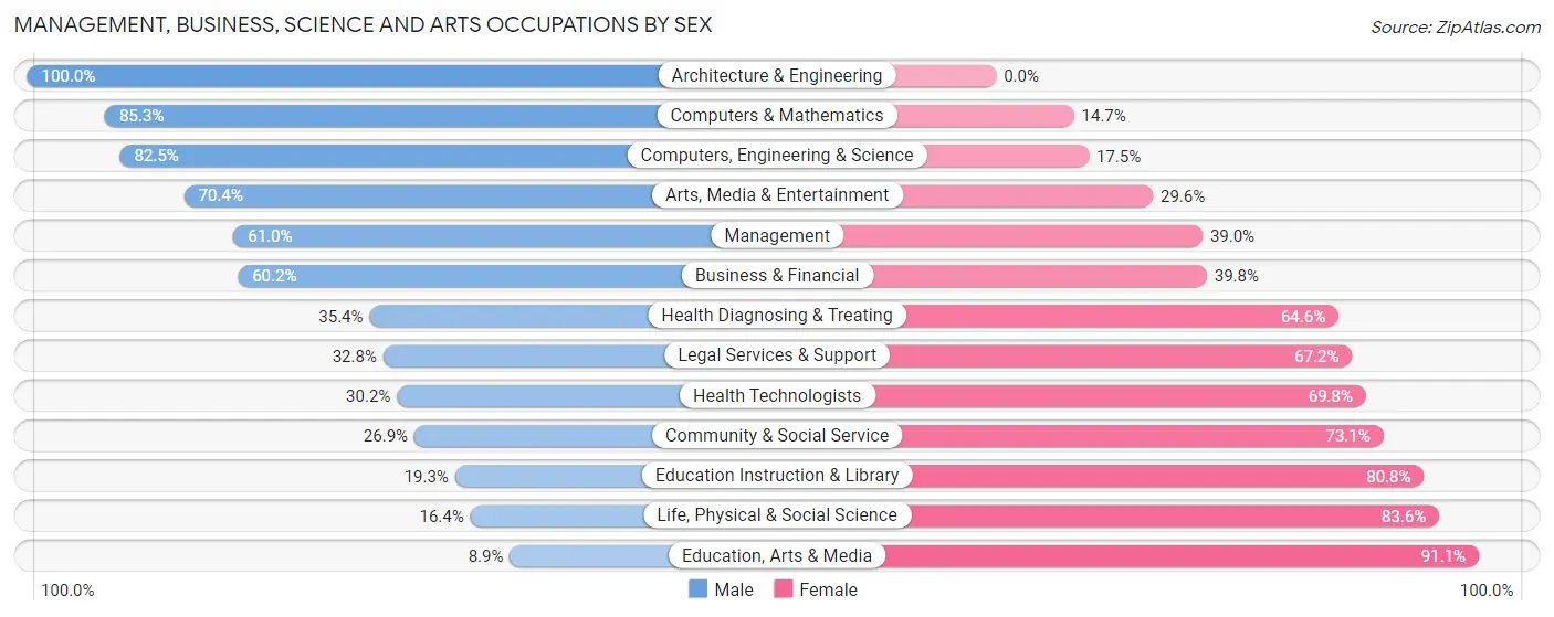 Management, Business, Science and Arts Occupations by Sex in Islip