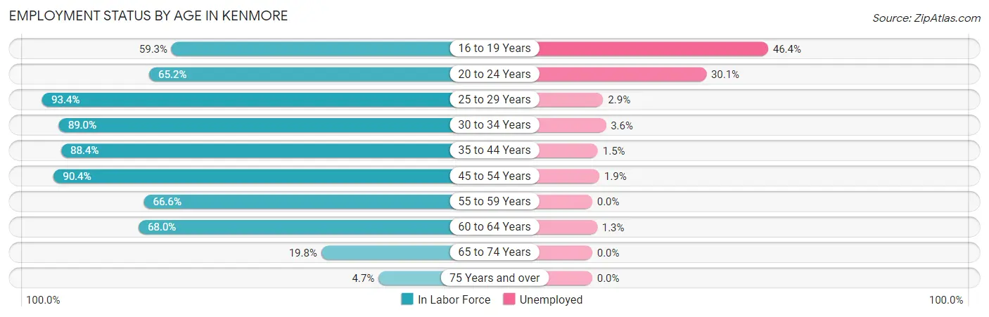 Employment Status by Age in Kenmore