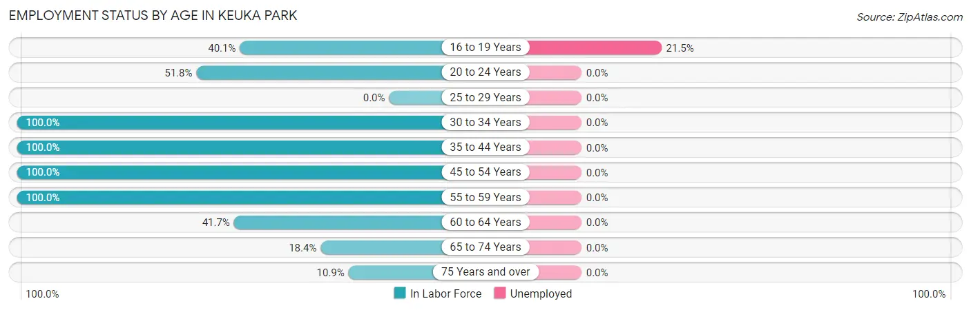 Employment Status by Age in Keuka Park