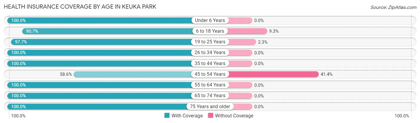Health Insurance Coverage by Age in Keuka Park