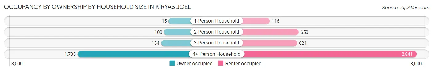 Occupancy by Ownership by Household Size in Kiryas Joel