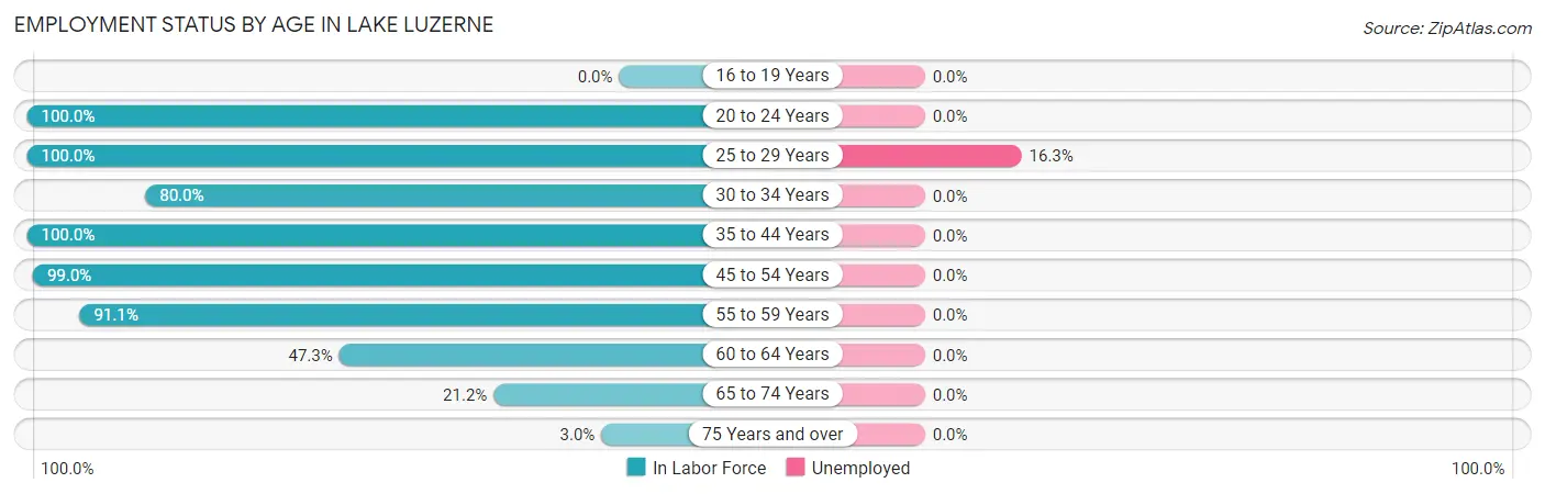Employment Status by Age in Lake Luzerne