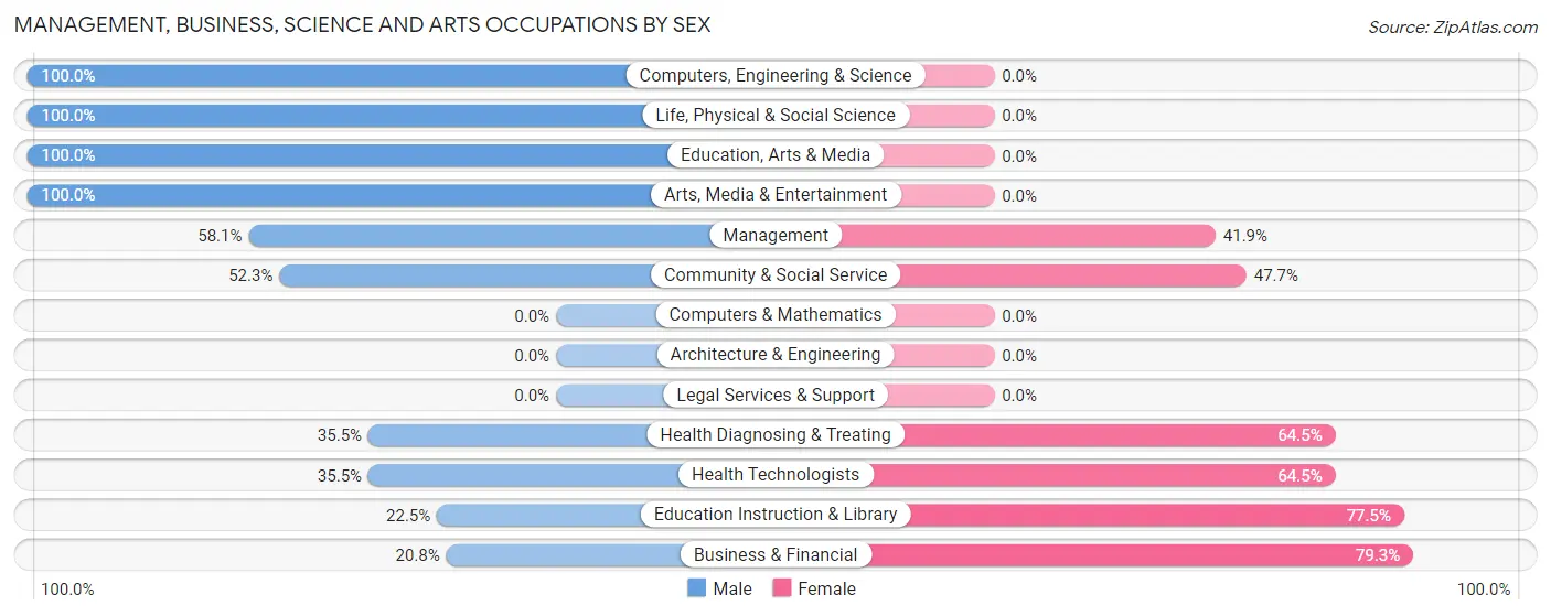 Management, Business, Science and Arts Occupations by Sex in Lake Placid