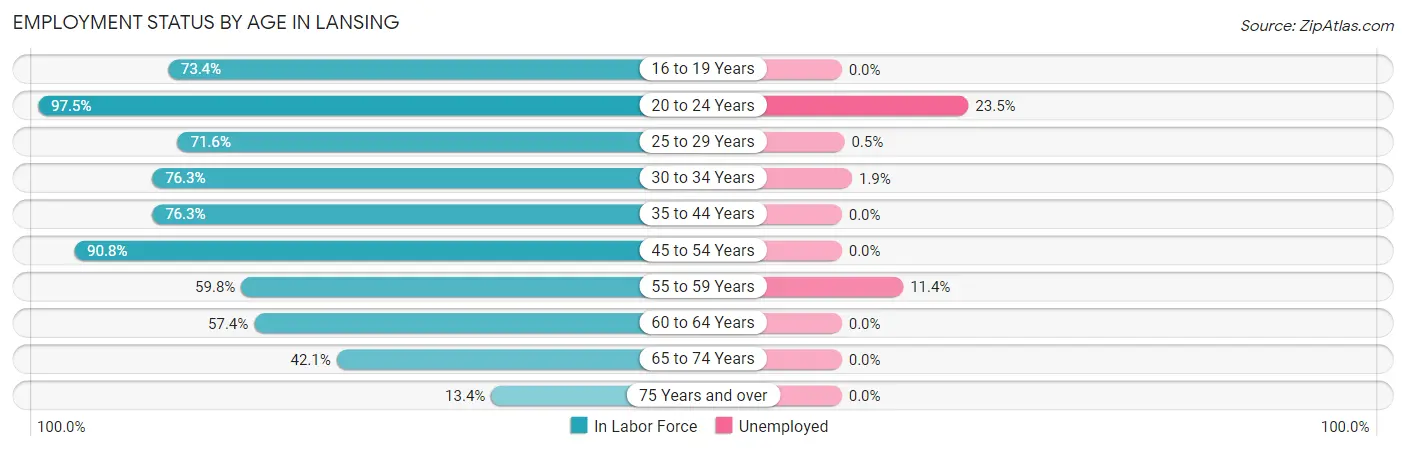Employment Status by Age in Lansing