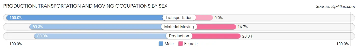 Production, Transportation and Moving Occupations by Sex in Leicester