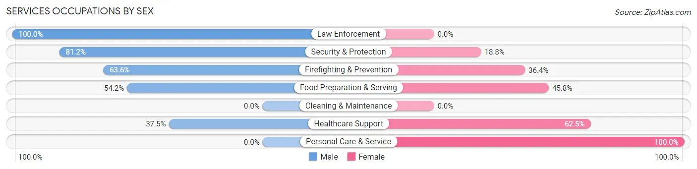 Services Occupations by Sex in Lido Beach