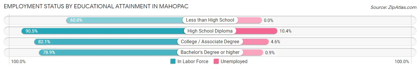Employment Status by Educational Attainment in Mahopac