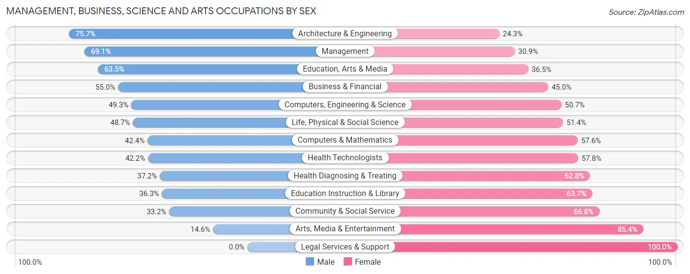 Management, Business, Science and Arts Occupations by Sex in Mahopac