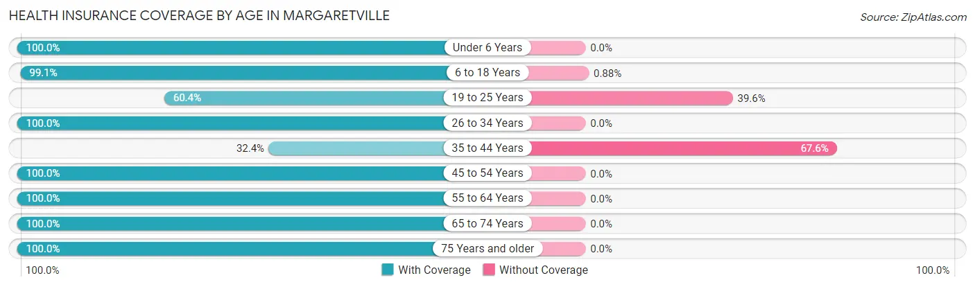 Health Insurance Coverage by Age in Margaretville