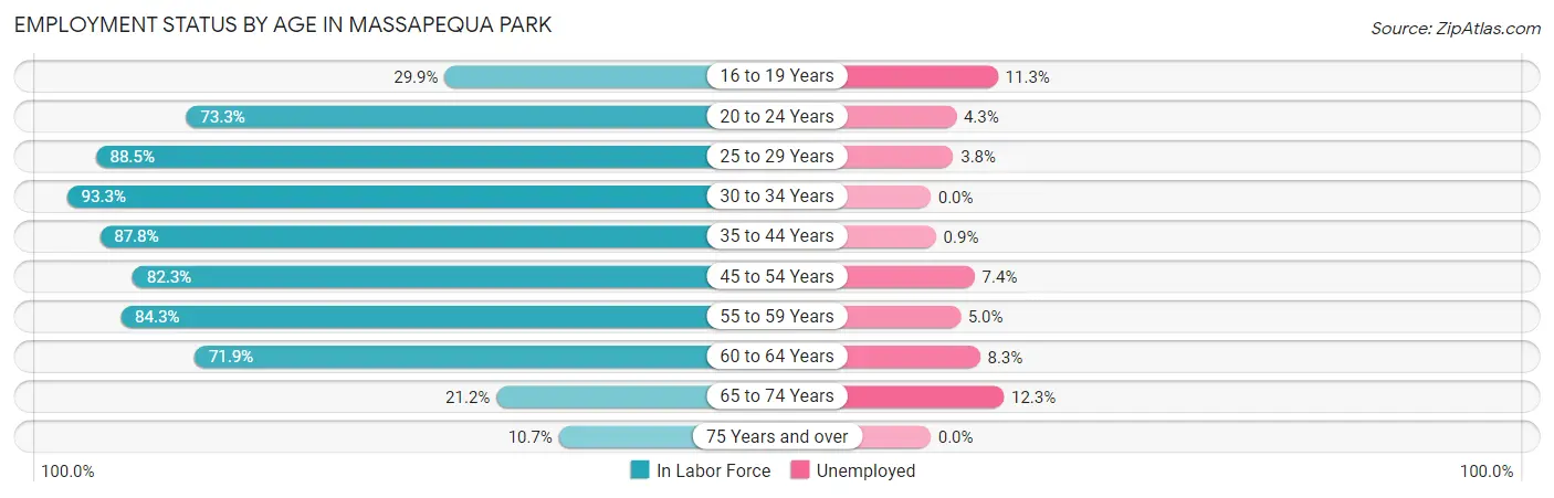 Employment Status by Age in Massapequa Park