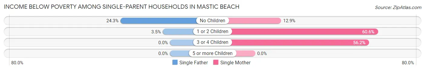 Income Below Poverty Among Single-Parent Households in Mastic Beach