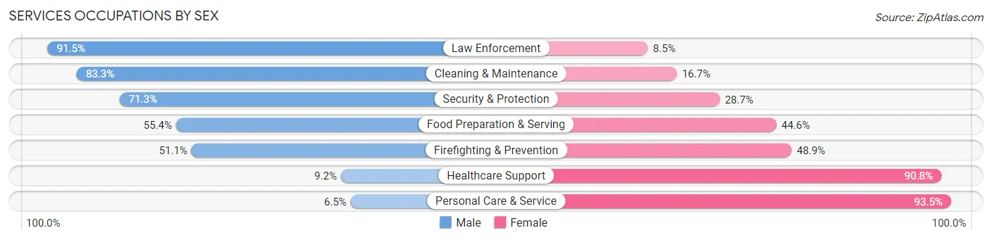 Services Occupations by Sex in Merrick
