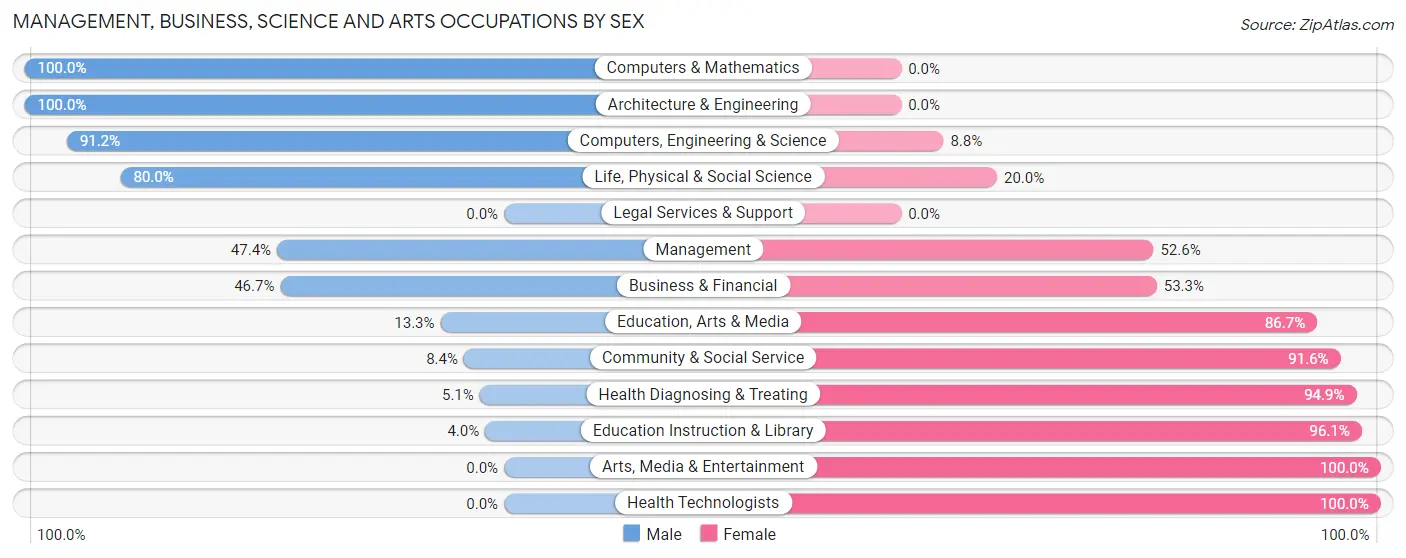 Management, Business, Science and Arts Occupations by Sex in Mexico
