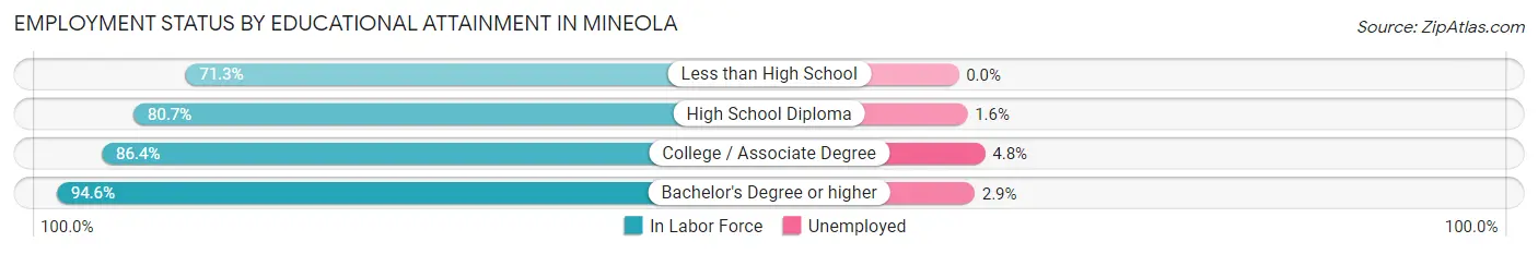 Employment Status by Educational Attainment in Mineola