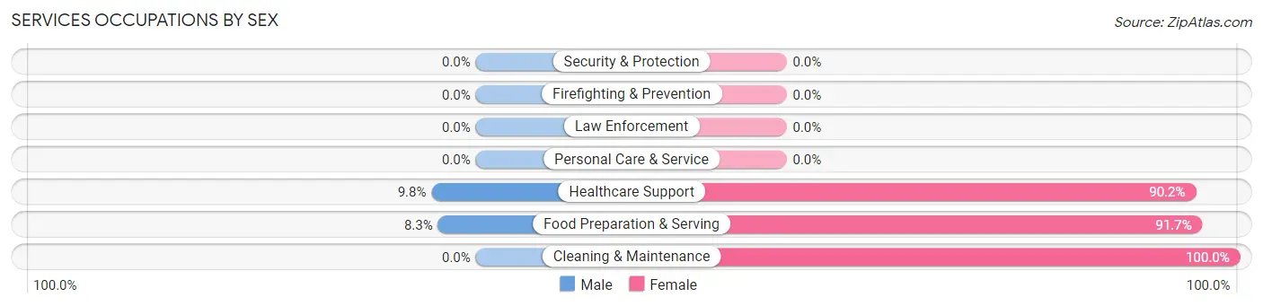 Services Occupations by Sex in Mineville