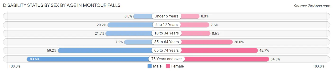 Disability Status by Sex by Age in Montour Falls