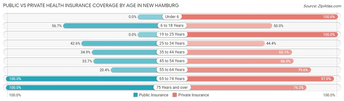 Public vs Private Health Insurance Coverage by Age in New Hamburg