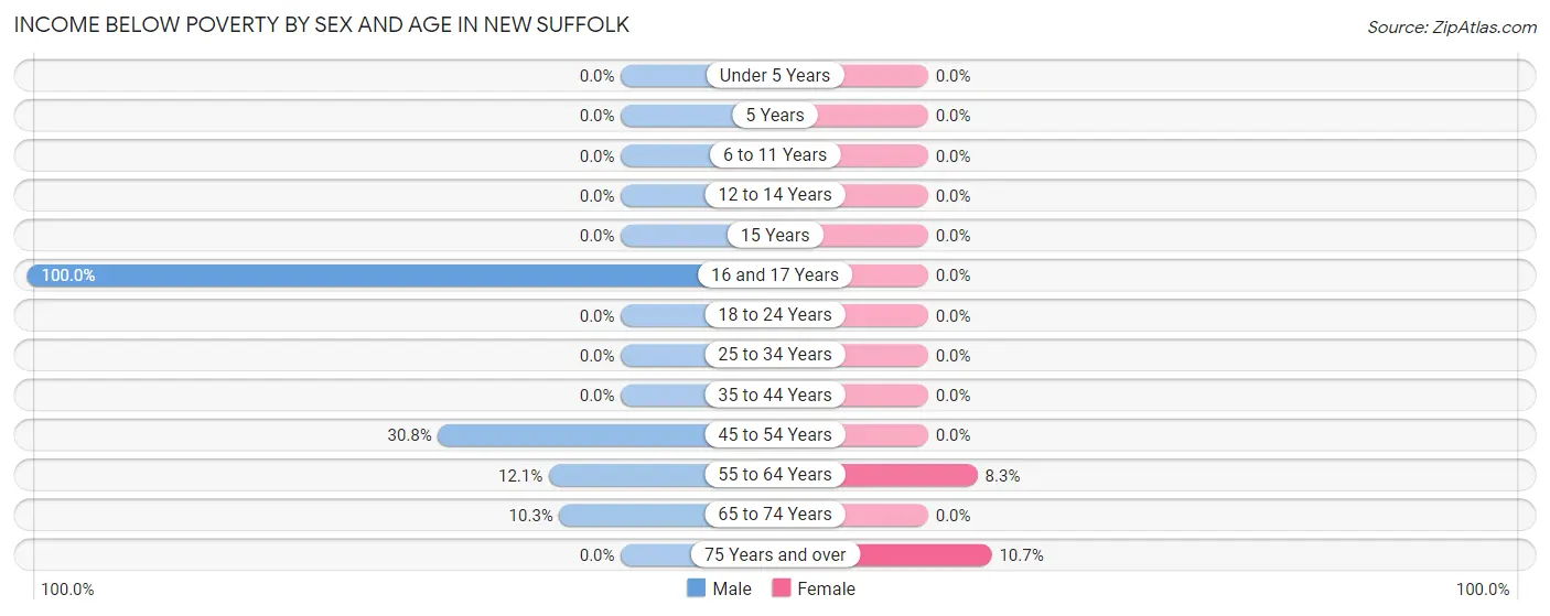 Income Below Poverty by Sex and Age in New Suffolk