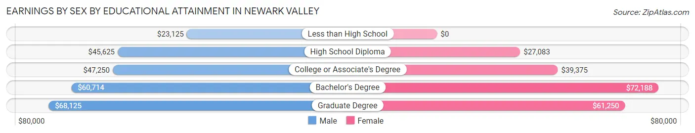 Earnings by Sex by Educational Attainment in Newark Valley