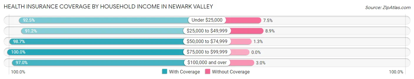 Health Insurance Coverage by Household Income in Newark Valley