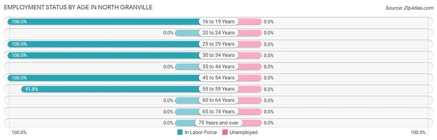 Employment Status by Age in North Granville
