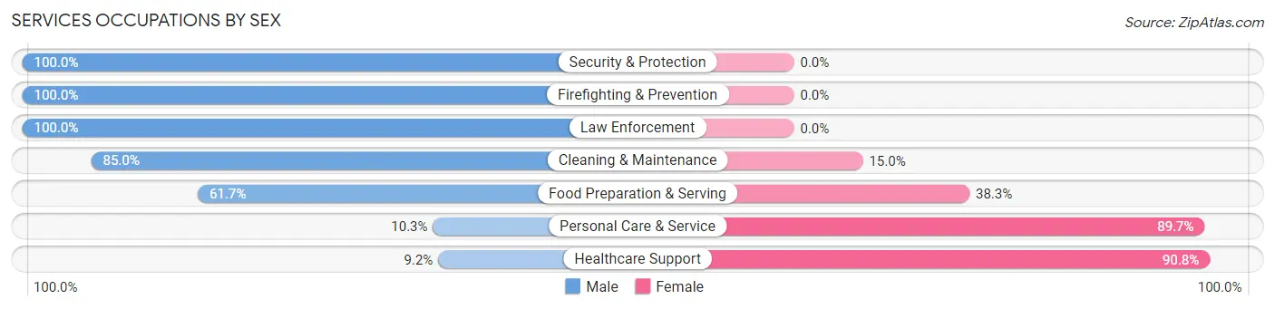 Services Occupations by Sex in Ogdensburg