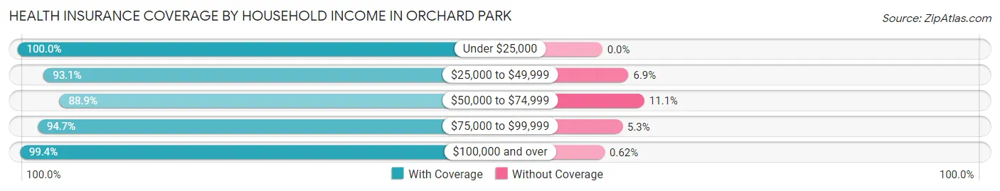 Health Insurance Coverage by Household Income in Orchard Park